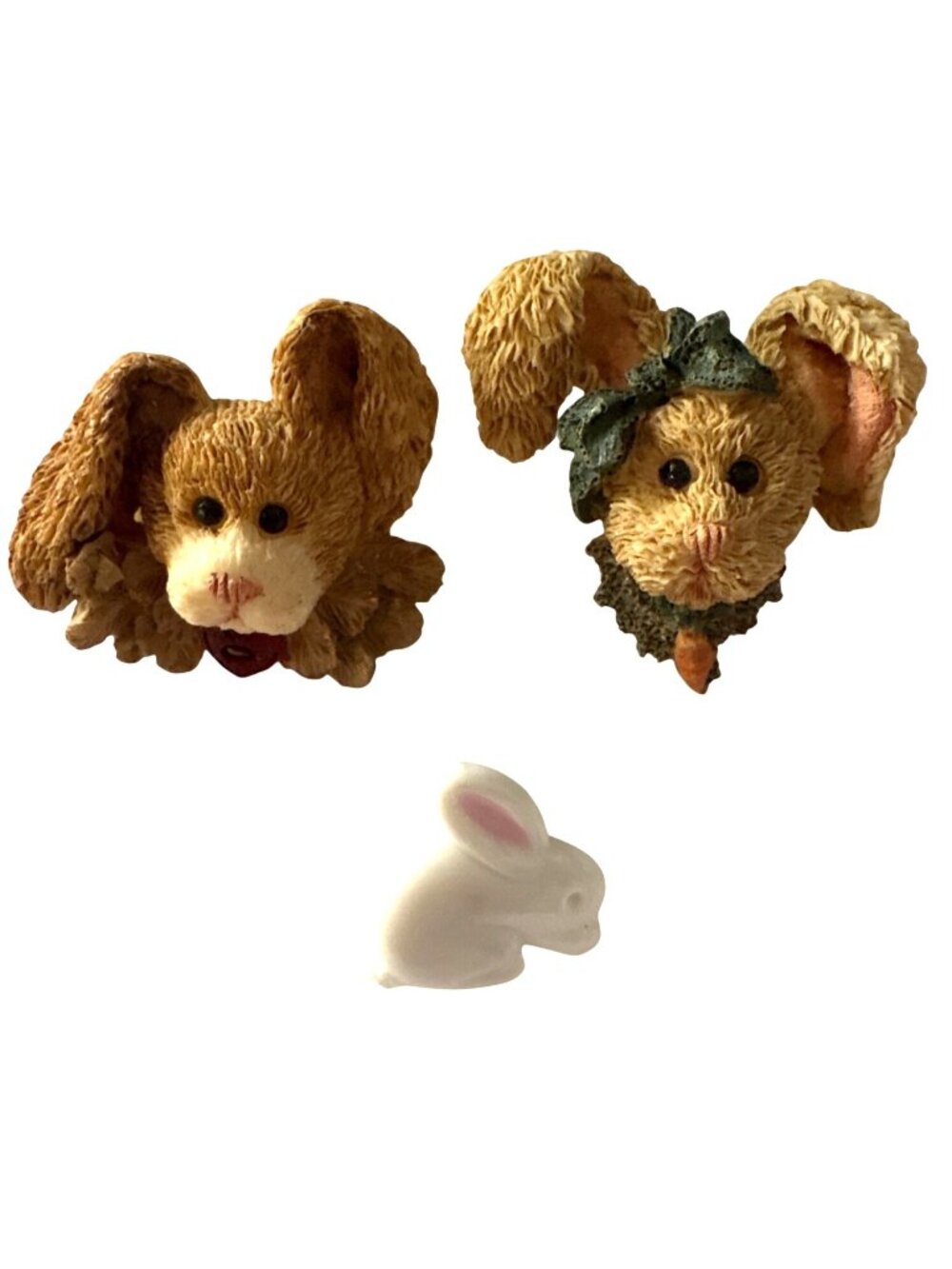 Set Of 3 Bunny-Themed Pins: Resin & Plastic Lapel Brooches Easter Cute Designs